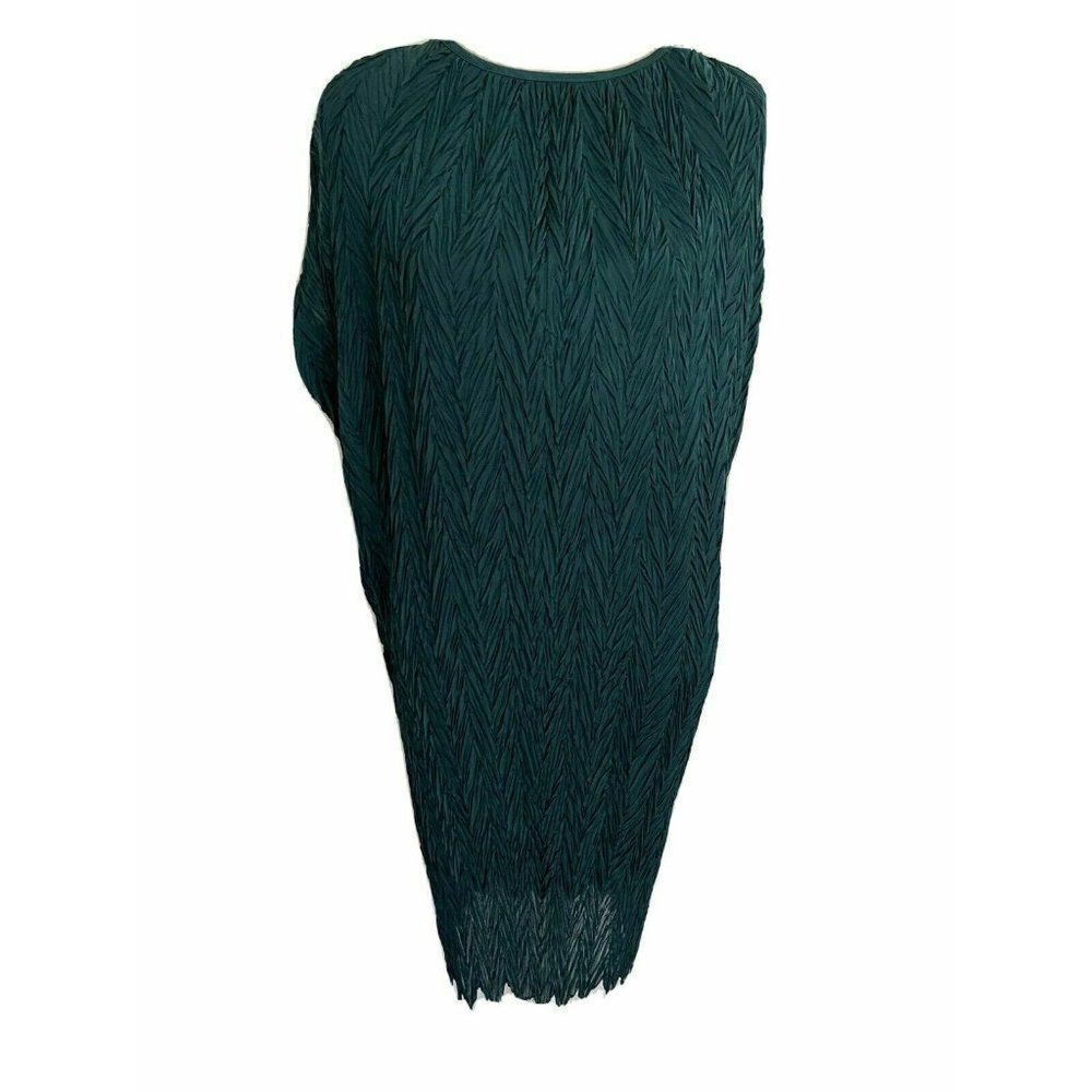 Timeless Naeem Khan Womens Solid Pine Green Short Sleeve Mini Dress Medium Large